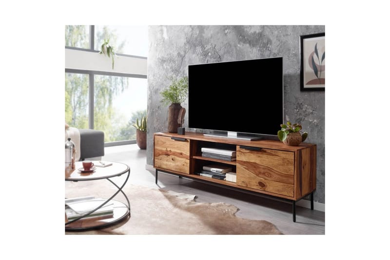 Lowboard Wohnling Massivt trä med förvaring 2 dörrar lantligt - Products - Möbler - TV- & Mediamöbler - TV bänk & mediabänk