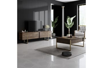 Luxe Tv-bänk 180x50 cm Brun/Guld - Hanah Home - Products - Möbler - TV- & Mediamöbler - TV bänk & mediabänk