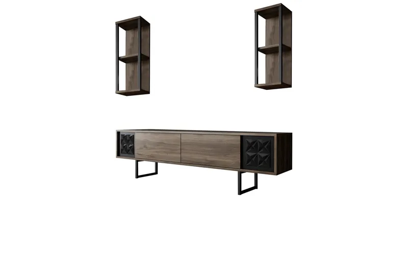 Manchan Tv-möbelset 180 cm - Valnöt/Svart - Products - Möbler - TV- & Mediamöbler - TV bänk & mediabänk