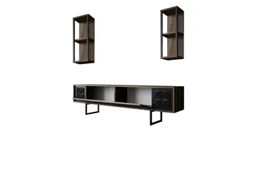 Manchan Tv-möbelset 180 cm - Valnöt/Svart - Products - Möbler - TV- & Mediamöbler - TV bänk & mediabänk
