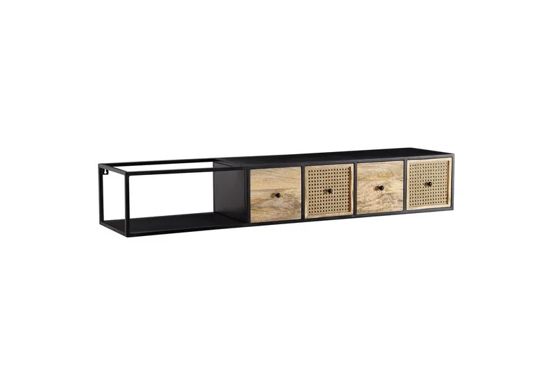 Lowboard Wohnling Metallhängande med 3 lådor i massivt trä Industriell