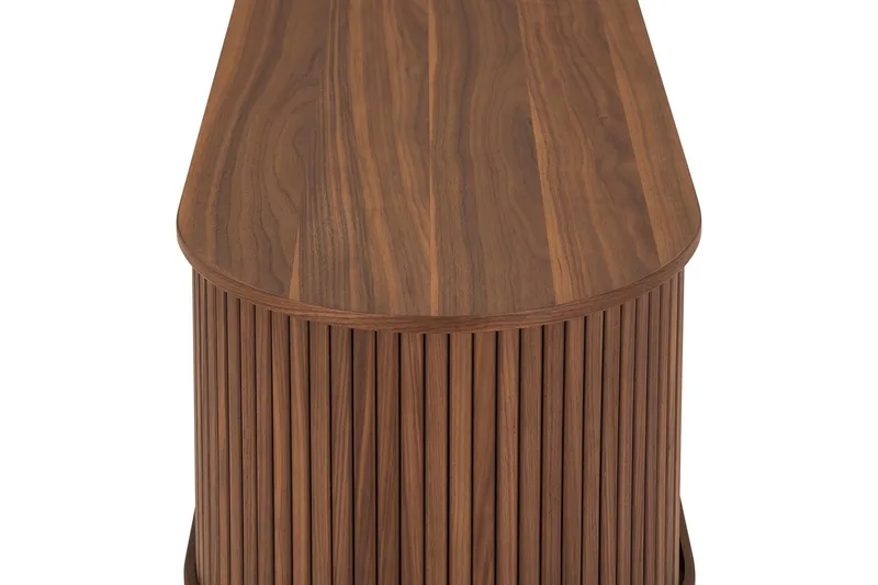 Noira Oval TV bänk Valnöt 150x45 cm Ribbad - Mörkbrunt / Brunt Trä - Products - Möbler - TV- & Mediamöbler - TV bänk & mediabänk