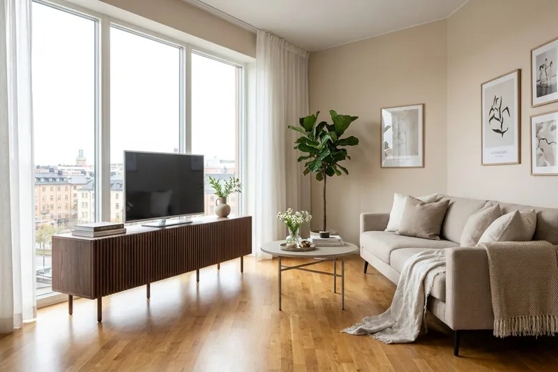 Peyra Ribbad Tv-bänk med Förvaring 200 cm - Valnöt - Products - Möbler - TV- & Mediamöbler - TV bänk & mediabänk