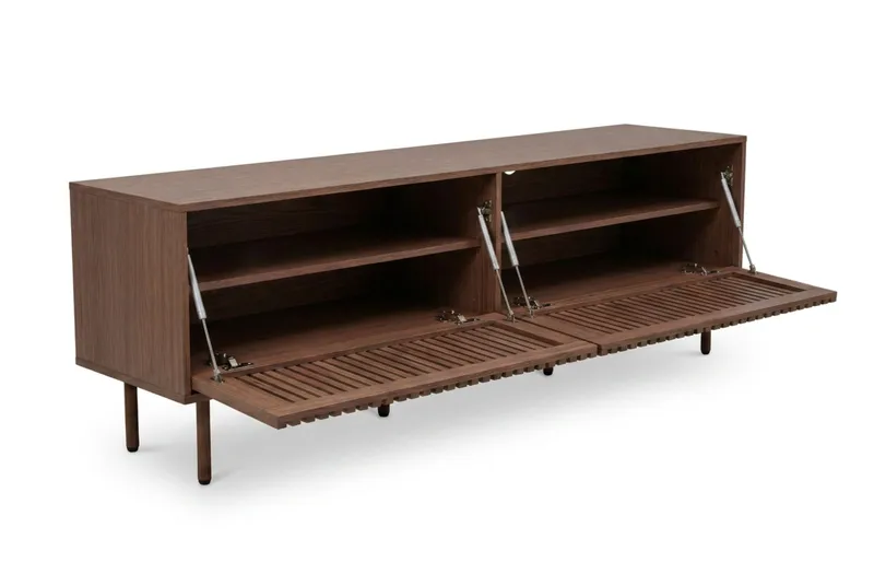Peyra Ribbad Tv-bänk med Förvaring 200 cm - Valnöt - Products - Möbler - TV- & Mediamöbler - TV bänk & mediabänk