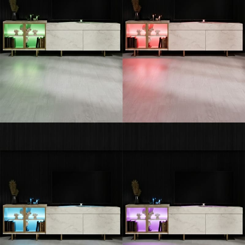 Seyring Tv-bänk 190 cm - Travertin och guld - Products - Möbler - TV- & Mediamöbler - TV bänk & mediabänk