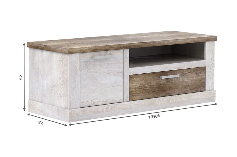 Talebi TV-Bänk 140 cm - Brun/Vit - Products - Möbler - TV- & Mediamöbler - TV bänk & mediabänk