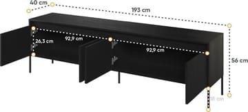 Trend TV-bänk B193 cm - Svart - svart - Products - Möbler - TV- & Mediamöbler - TV bänk & mediabänk