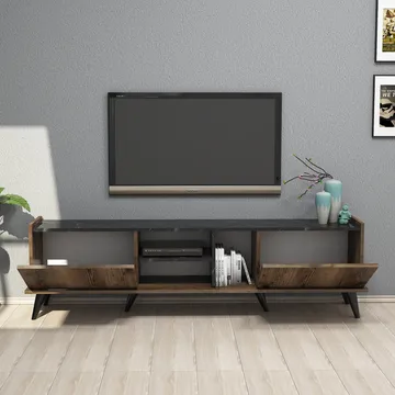 TV-bänk Elegant 180 cm - Valnöt/svart - Products - Möbler - TV- & Mediamöbler - TV bänk & mediabänk