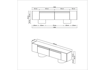 TV-bänk Travertin / Svart - Travertin / Svart - Products - Möbler - TV- & Mediamöbler - TV bänk & mediabänk