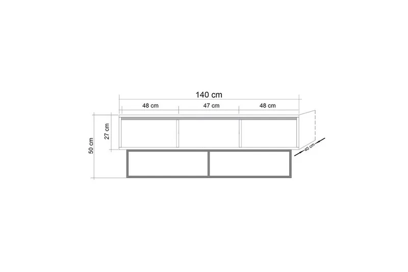 Zefiria Tv-bänk 140 cm - Mörkbrun/Svart - Products - Möbler - TV- & Mediamöbler - TV bänk & mediabänk