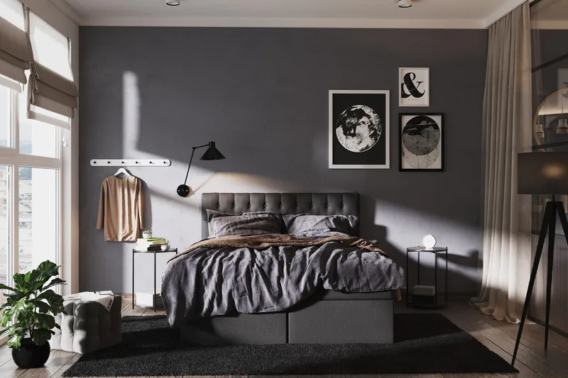 Boxy Box Bed 140x200 cm - Svart/Grå - Products - Möbler - Säng - Säng med förvaring