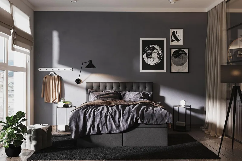 Boxy Box Bed 160x200 cm - Svart/Grå - Products - Möbler - Säng - Säng med förvaring