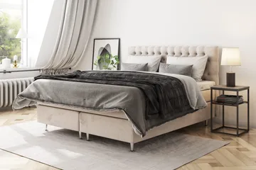 Celine Kontinentalsäng 160x200cm - Beige/Sammet - Products - Möbler - Säng - Kontinentalsäng