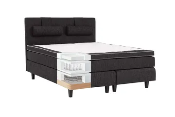 Charleston Kontinentalsäng 160x200 Fast Polyeterskum - Svart - Products - Möbler - Säng - Kontinentalsäng