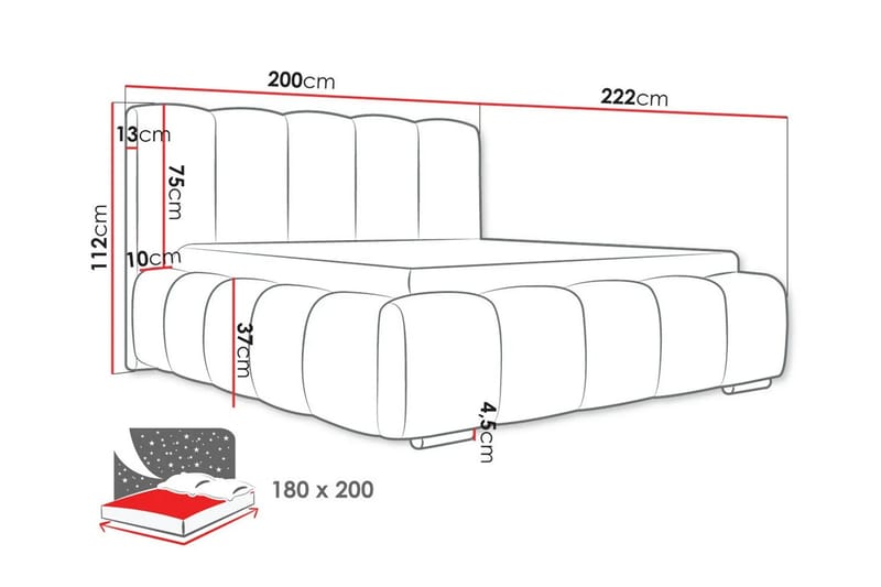 Cleaton Bubblig Sängram 180x200 cm med Förvaring HVILA Resårmadrass och Bäddmadrass i Memoryskum med Tvättbar klädsel - Beige/Vit - Products - Möbler - Säng - Komplett sängpaket