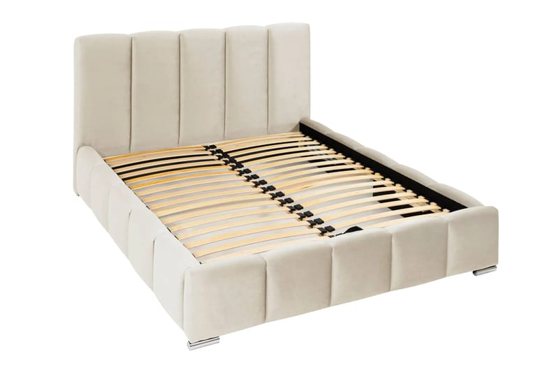 Cleaton Bubblig Sängram 180x200 cm med Förvaring HVILA Pocketresårmadrass och Bäddmadrass i Latex med Tvättbar klädsel - Beige/Vit - Products - Möbler - Säng - Komplett sängpaket
