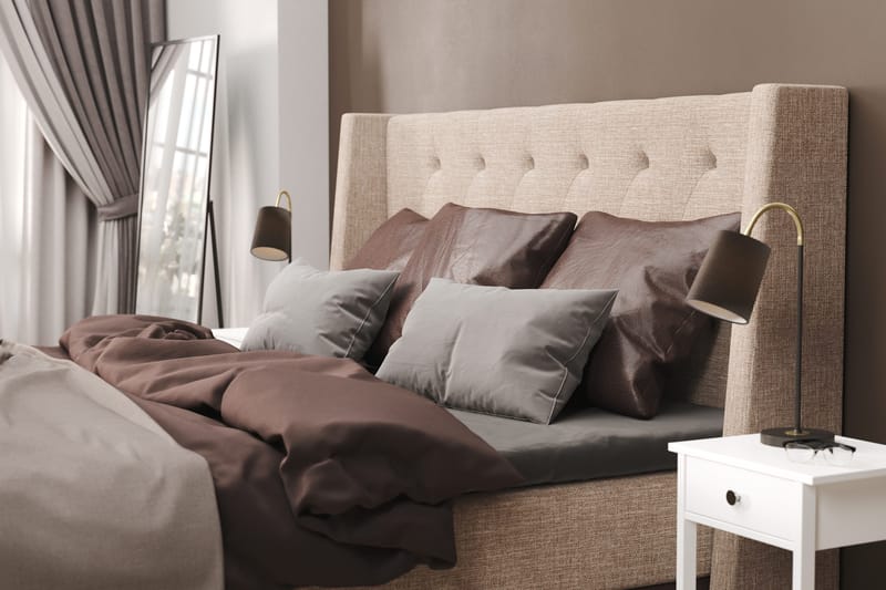 Cuba Sängpaket 210x210 med Tre Bruna Kuddar - (+Fler val) Beige/Brun - Products - Möbler - Säng - Kontinentalsäng