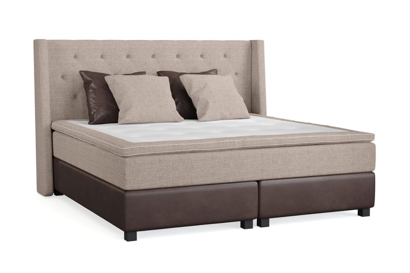 Cuba Sängpaket 210x210 med Två Bruna Två Beiga Kuddar - (+Fler val) Beige/Brun - Products - Möbler - Säng - Kontinentalsäng