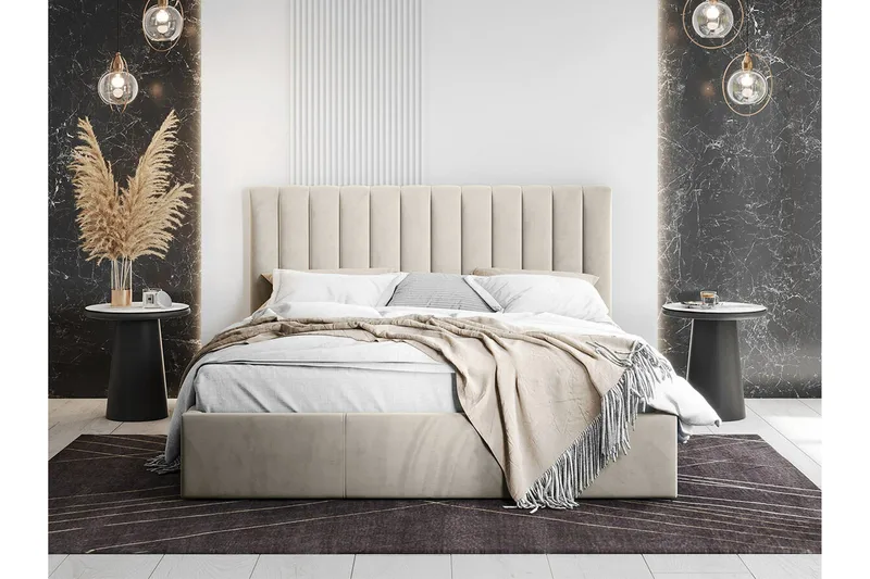 Derry Sängram 140x200 cm - Cream - Products - Möbler - Säng - Säng med förvaring