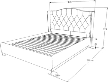 Duncan sängram 160x200 cm - Grå sammet - Grå - Products - Möbler - Säng - Sängram & sängstomme