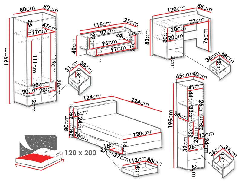 Edson Möbelset för Sovrum - Products - Möbler - Säng - Möbelset för sovrum