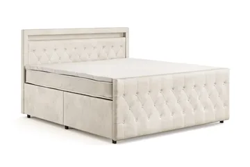 Franco light Komplett Sängpaket med förvaring LED-belysning 180x200 cm - Beige - Products - Möbler - Säng - Säng med förvaring