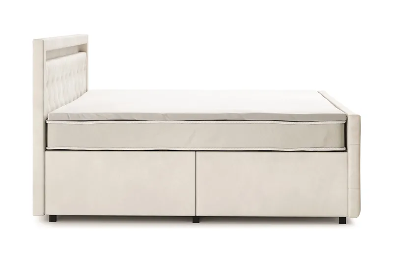 Franco light Komplett Sängpaket med förvaring LED-belysning 180x200 cm - Beige - Products - Möbler - Säng - Säng med förvaring