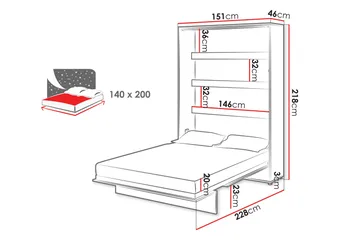 Rauk Sängskåp 151x228 cm - Vit - Products - Möbler - Säng - Gästsäng & extrasäng - Sängskåp