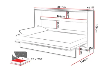 Rauk Sängskåp 211x118 cm - Vit - Products - Möbler - Säng - Gästsäng & extrasäng - Sängskåp