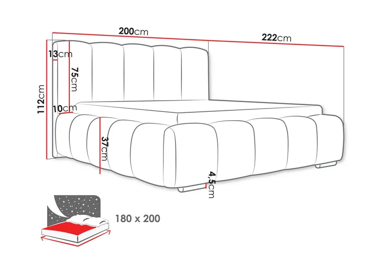 Gioia Förvaringssäng 180x200 cm - Grön - Products - Möbler - Säng - Säng med förvaring