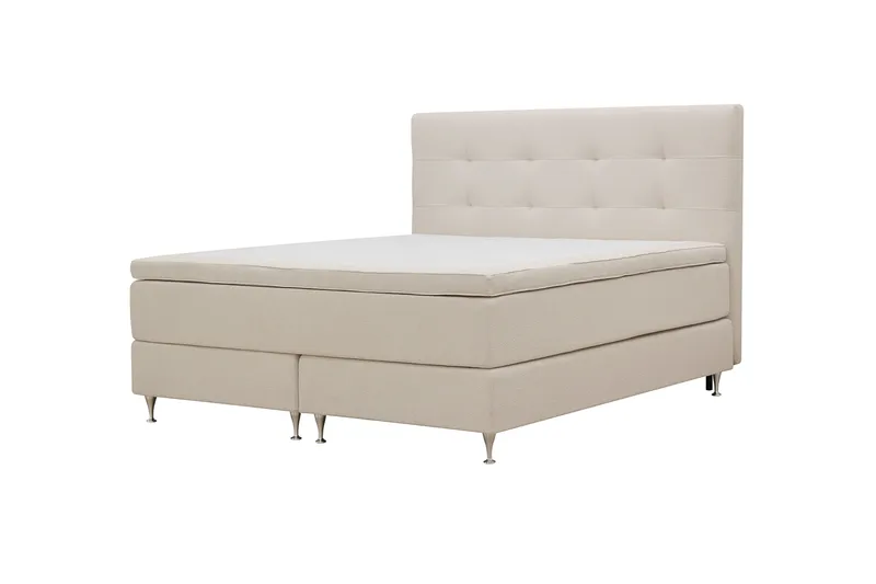 Hilton Premium Komplett Sängpaket 180x200 cm Kontinentalsäng med Sänggavel - Ljusbeige Bouclé - Products - Möbler - Säng - Kontinentalsäng