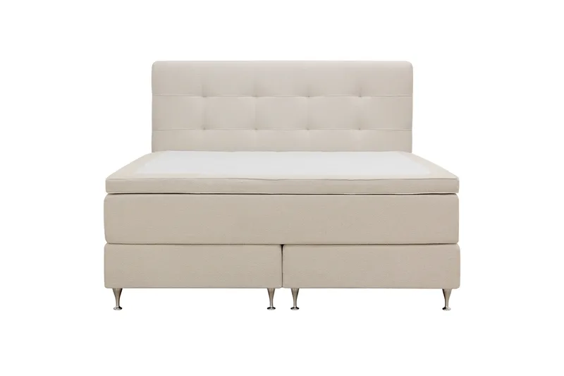 Hilton Premium Komplett Sängpaket 180x200 cm Kontinentalsäng med Sänggavel - Ljusbeige Bouclé - Products - Möbler - Säng - Kontinentalsäng