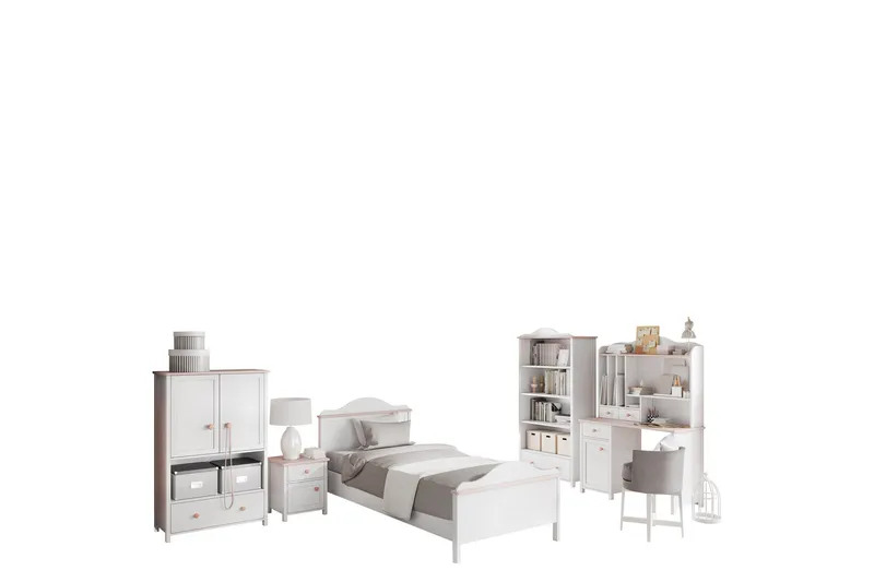 Hilts Möbelset För Sovrum, Vit/Rosa