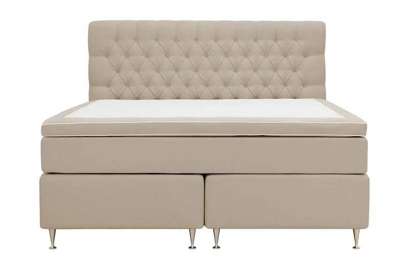 HVILA Lyx Komplett Sängpaket 160x200 cm Kontinentalsäng med knappad sänggavel, Beige