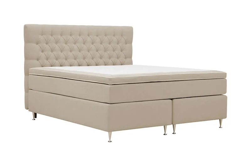 HVILA Lyx Komplett Sängpaket 160x200 cm Kontinentalsäng med knappad sänggavel - Beige - Products - Möbler - Säng - Kontinentalsäng