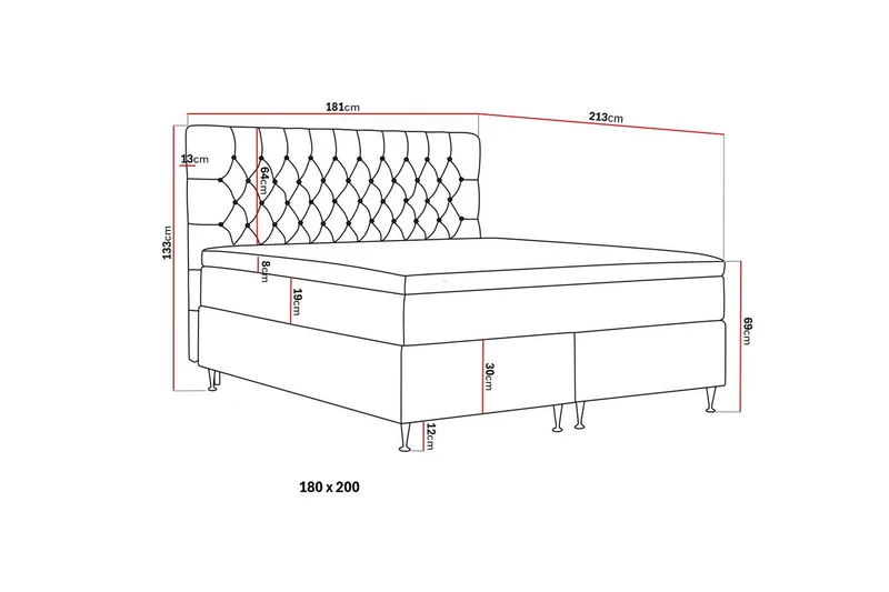HVILA Lyx Komplett Sängpaket 180x200 cm Kontinentalsäng med knappad sänggavel i bouclé - Ivory / Bouclé - Products - Möbler - Säng - Kontinentalsäng