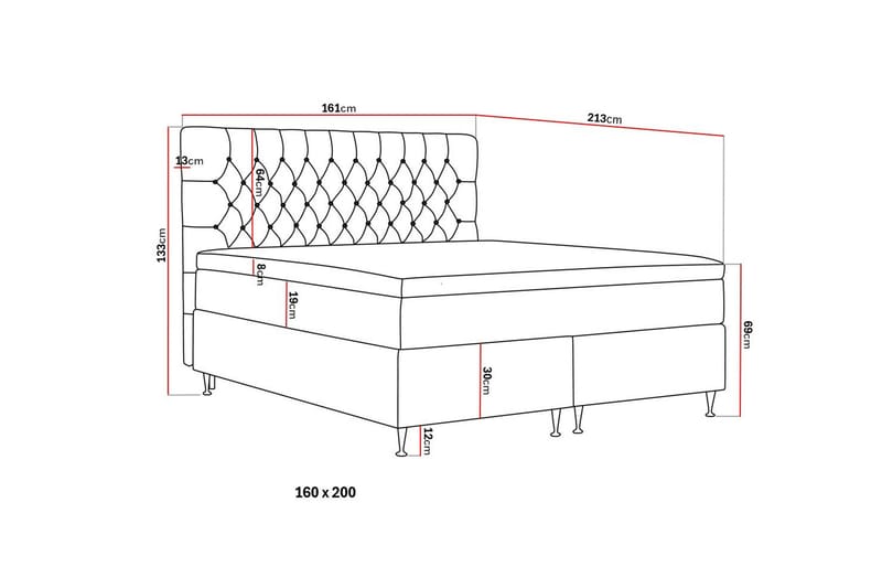 HVILA Lyx Kontinentalsäng 160x200 cm - Grå - Products - Möbler - Säng - Kontinentalsäng