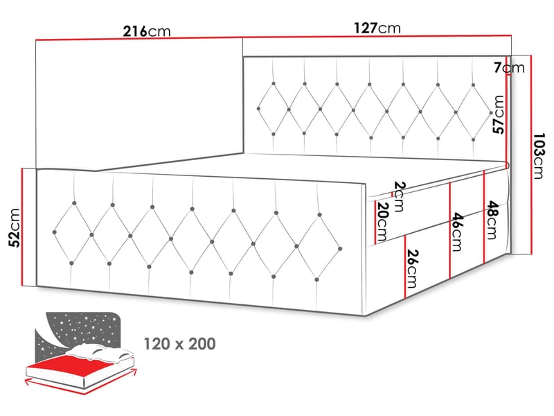 Jitendra Sängpaket Kontinentalsäng 120x200 cm med Förvaring - Brun - Products - Möbler - Säng - Komplett sängpaket