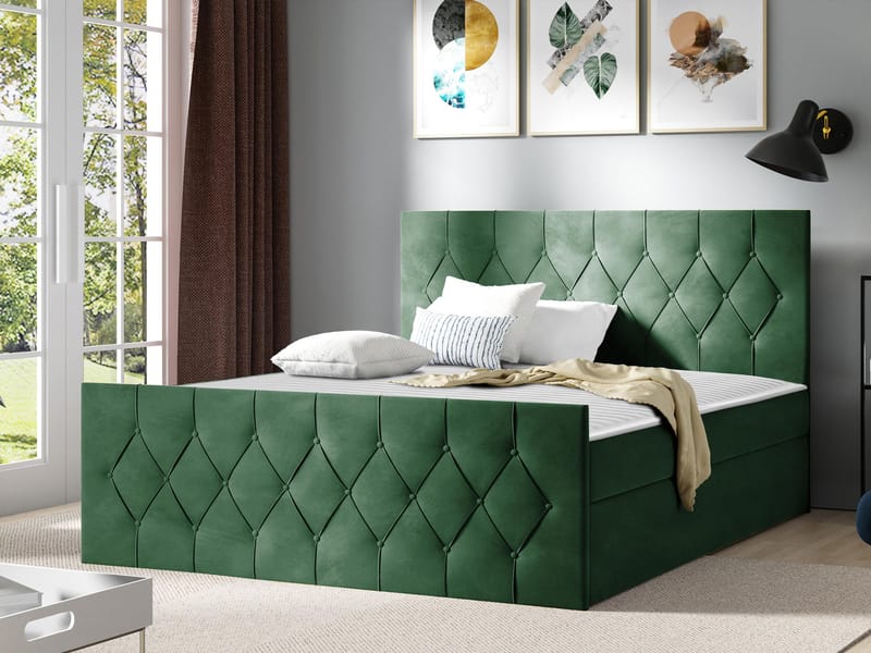 Jitendra Sängpaket Kontinentalsäng 120x200 cm med Förvaring - Grön - Products - Möbler - Säng - Komplett sängpaket