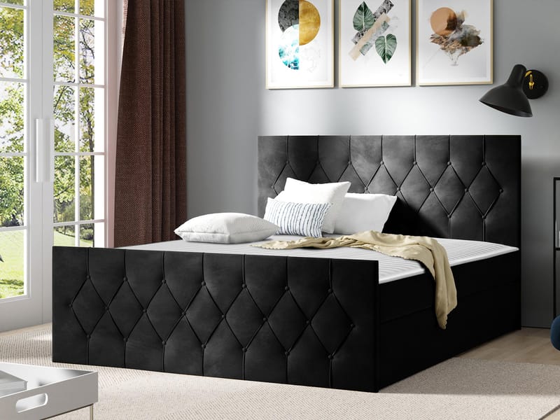 Jitendra Sängpaket Kontinentalsäng 160x200 cm med Förvaring - Svart - Products - Möbler - Säng - Komplett sängpaket