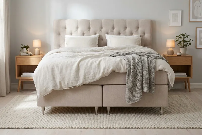 Joluma Kontinentalsäng Fast 180x200 cm - (+Fler val) 180x200 cm Ljusbeige - Products - Möbler - Säng - Komplett sängpaket