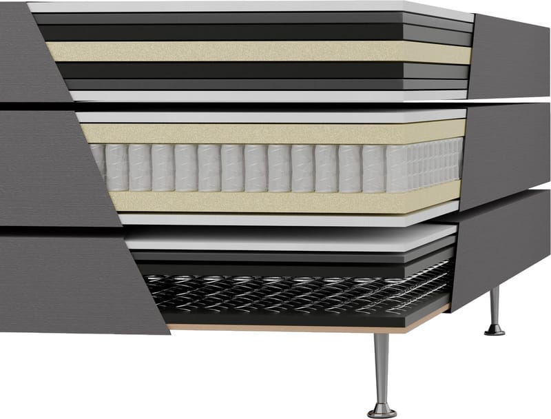 Kontinentalsäng 120 x 200 cm + sänggavel grå - Grå - Products - Möbler - Säng - Komplett sängpaket