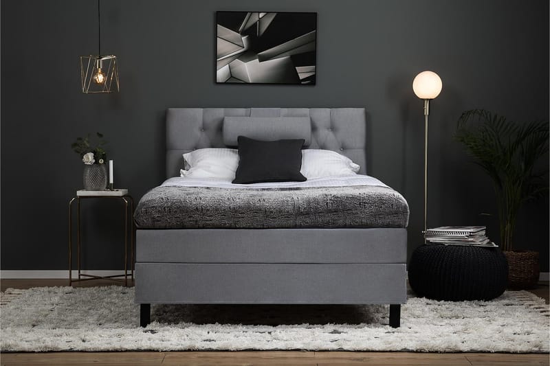 Lucky Komplett Sängpaket 120x200 Memory Diamant Sänggavel - Nackkudde Stor Mellangrå - Products - Möbler - Säng - Enkelsäng