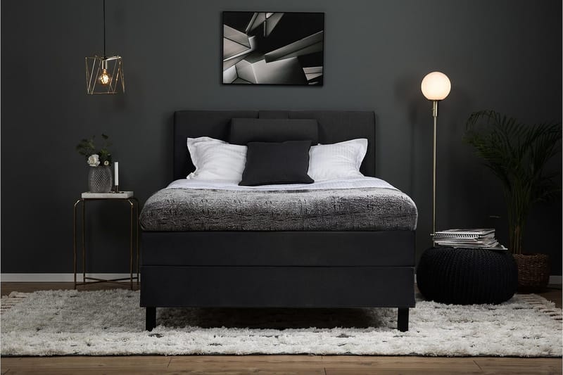 Lucky Komplett Sängpaket 120x200 Skum Slät - Nackkudde Liten Svart/Grå - Products - Möbler - Säng - Enkelsäng