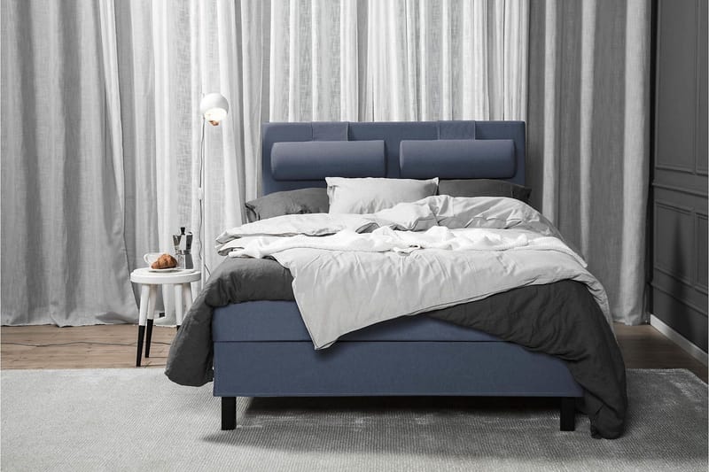 Lucky Komplett Sängpaket 140x200 Memory Slät Sänggavel  N - Nackkudde Liten Mörkblå - Products - Möbler - Säng - Kontinentalsäng