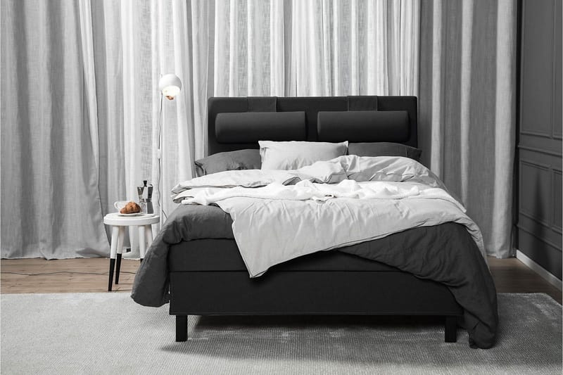 Lucky Komplett Sängpaket 140x200 Skum Slät Sänggavel - Svart/Grå - Products - Möbler - Säng - Kontinentalsäng