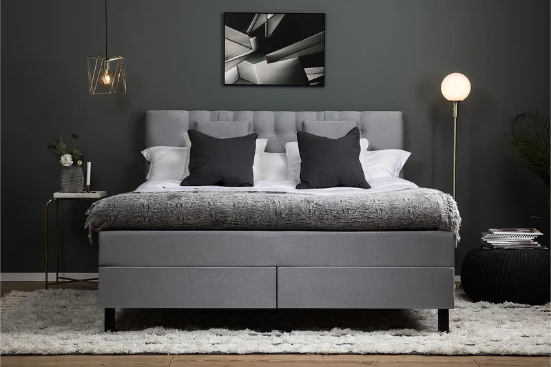 Lucky Komplett Sängpaket 180x200 Polyeter Diamant - Nackkudde Liten Mellangrå - Products - Möbler - Säng - Kontinentalsäng