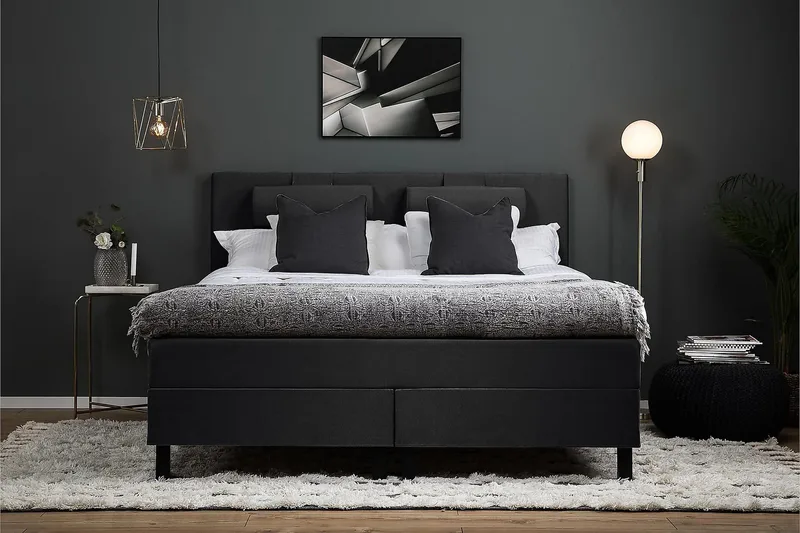 Lucky Kontinentalsäng 160x200Skum - Svart/Grå - Products - Möbler - Säng - Kontinentalsäng