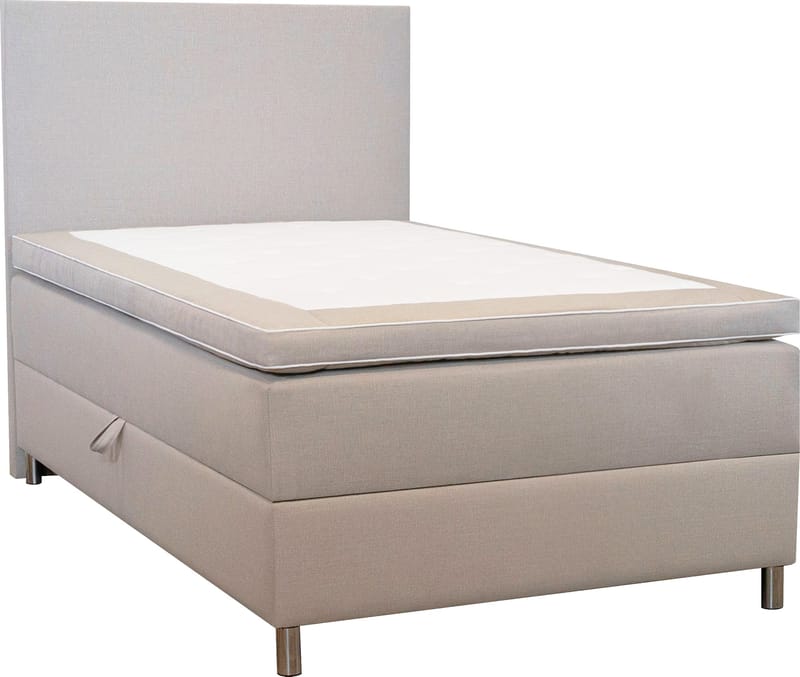 Säng 120x200 cm beige med förvaring 5 zoner pocket - Sänggavel ingår - beige - Products - Möbler - Säng - Säng med förvaring