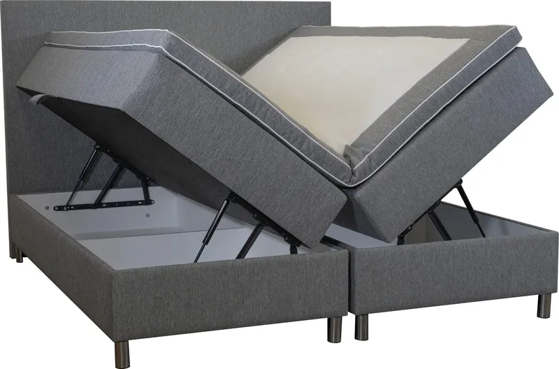 Säng 160x200 cm med förvaring grå, ljusgrå